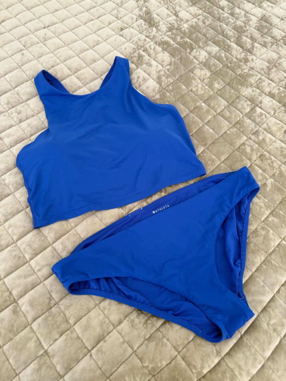 Athleta cobalt blue swim top and bottoms set